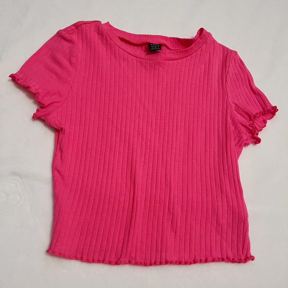 Hot pink ribbed t-shirt